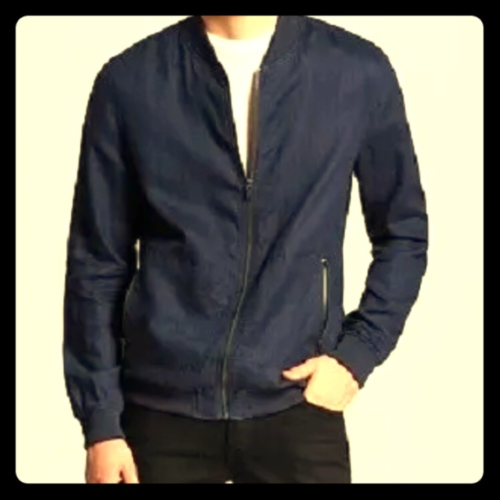 Mossimo Men's Linen Bomber Jacket - Navy medium